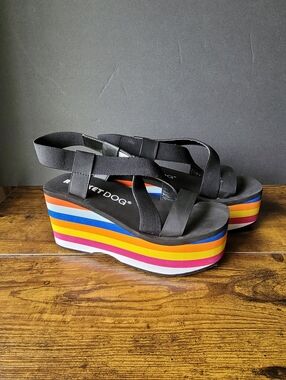 Rocket Dog Rainbow Platform Wedge Sandal Size 9